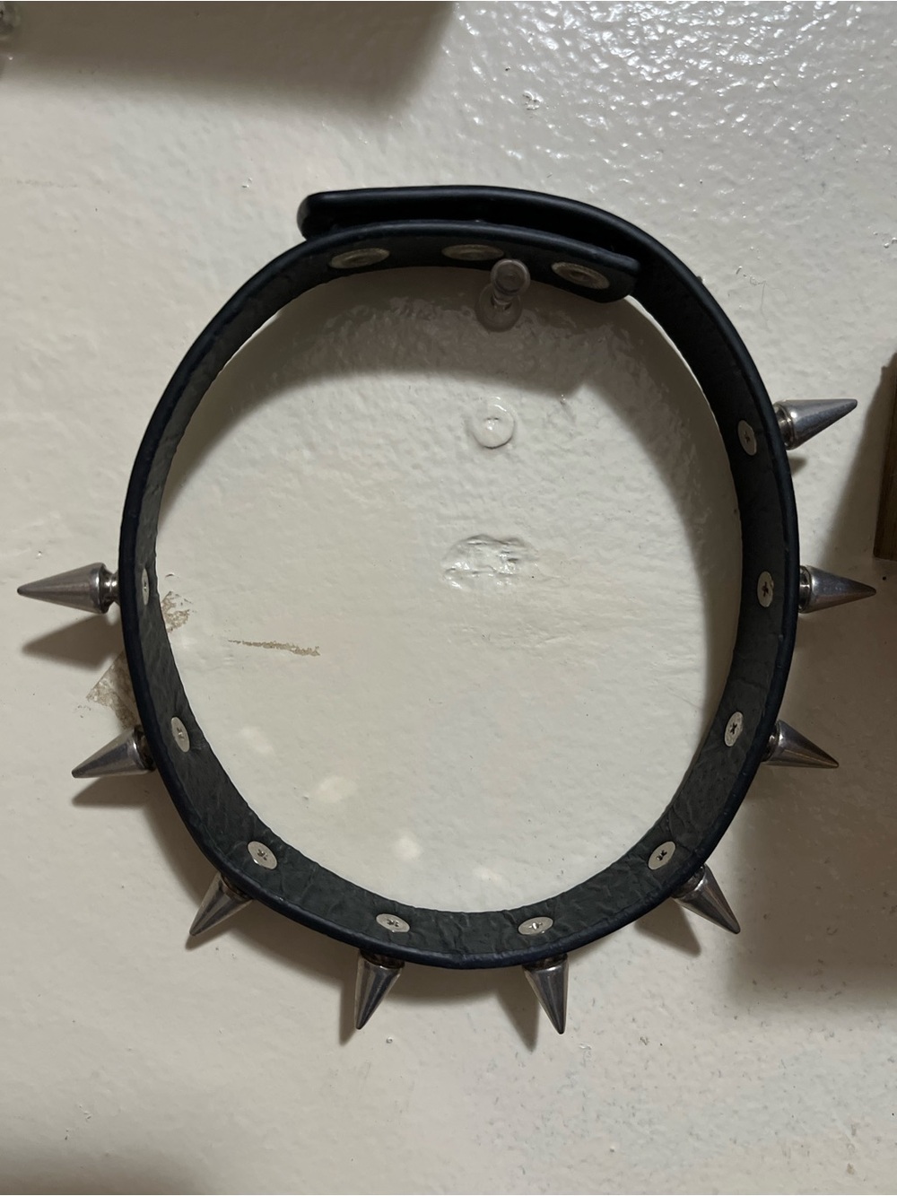 Hot Topic Black Leather Collar with Silver Spikes